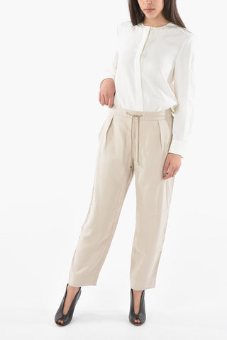 Wide Leg Pants With Drawstrings