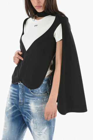 Silk Cape with Button Detailing