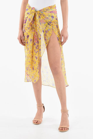 Silk-chiffon Pareo Skirt in Floral Motif