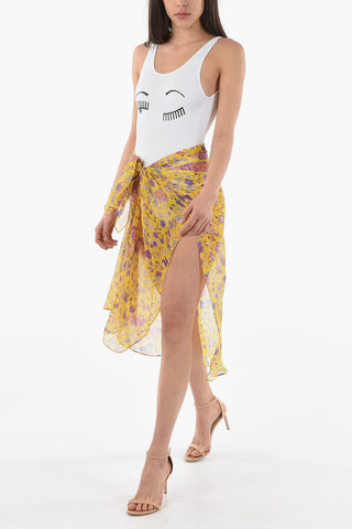 Silk-chiffon Pareo Skirt in Floral Motif
