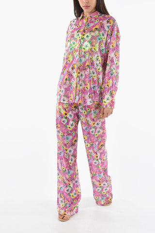 Asymmetric Shirt With Floral Print And Sequins