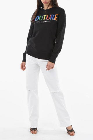 JEANS COUTURE Crew-neck Sweatshirt with Multicolor Lettering