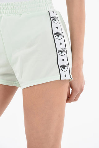 Elastic Waist Shorts With Logoed Contrtasting Bands