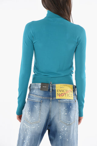 Viscose-blend Pull with Ribbed Turtleneck