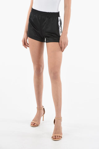 Elastic Waist Shorts With Logoed Contrtasting Bands