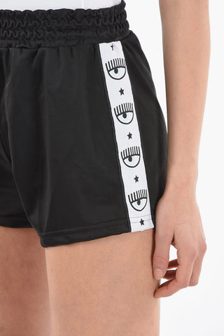 Elastic Waist Shorts With Logoed Contrtasting Bands