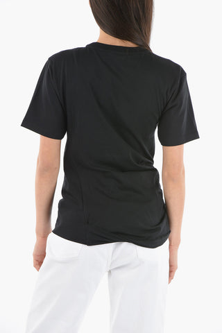 T-shirt Stampata con Dettaglio Rouches con Anello