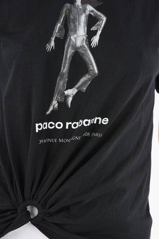 T-shirt Stampata con Dettaglio Rouches con Anello