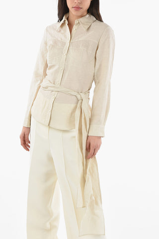 Linen Blend TOOT Shirt with Front Bow