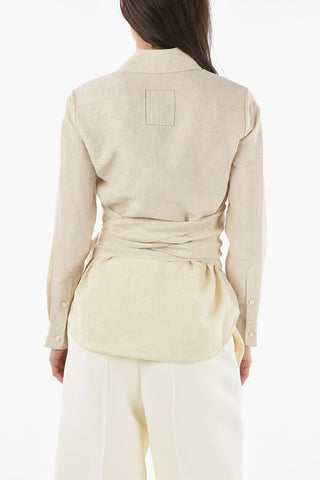 Linen Blend TOOT Shirt with Front Bow