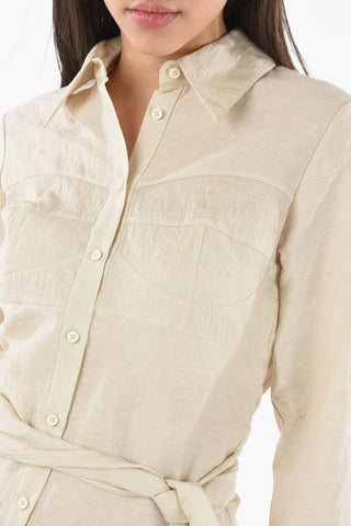 Linen Blend TOOT Shirt with Front Bow