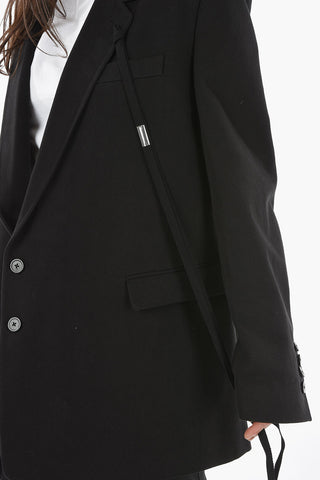 Oversized AGNES Half-lined Denim Blazer with Lace Detail