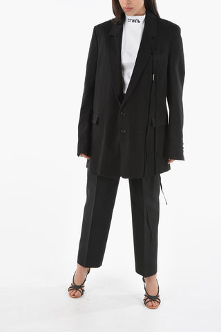 Oversized AGNES Half-lined Denim Blazer with Lace Detail