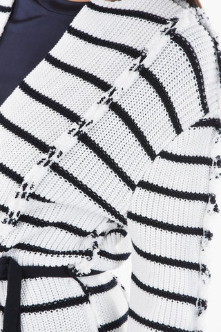 Cardigan in Cotone Effetto Reverse con Cintura