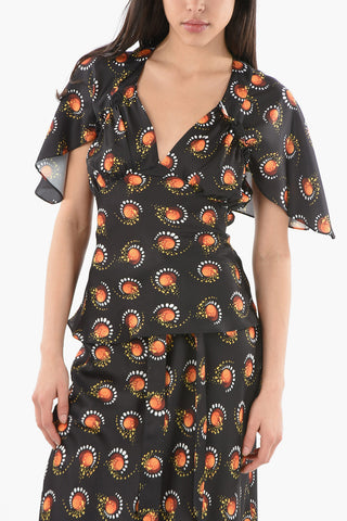 ENDLESS SUNSET V-neck Top with Ruched Detailing
