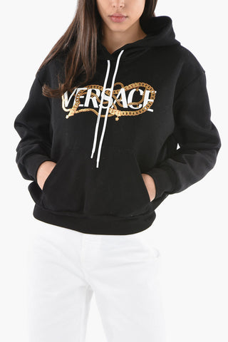 Hoodie with Logo Lettering and Kangaroo Pocket