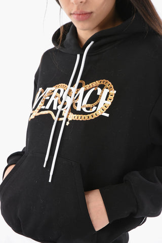 Hoodie with Logo Lettering and Kangaroo Pocket