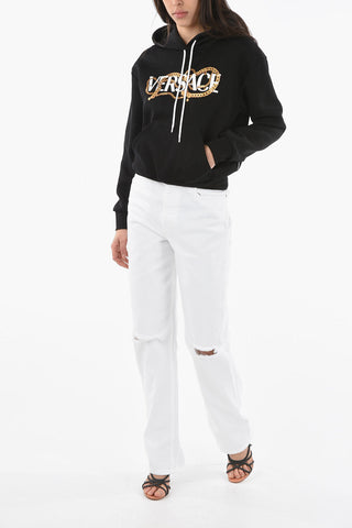 Hoodie with Logo Lettering and Kangaroo Pocket