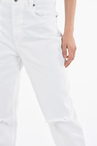Jeans a Gamba diritta con Dettagli Distress al Ginocchio 20cm