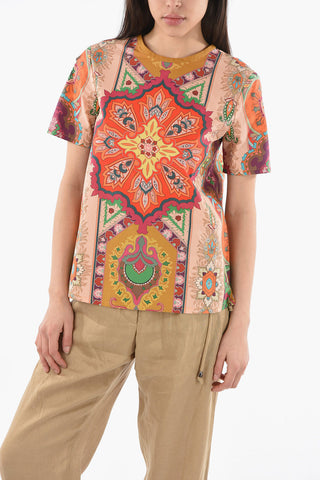 Cotton-poplin T-shirt in Iconic Paisley Motif