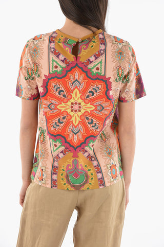 Cotton-poplin T-shirt in Iconic Paisley Motif