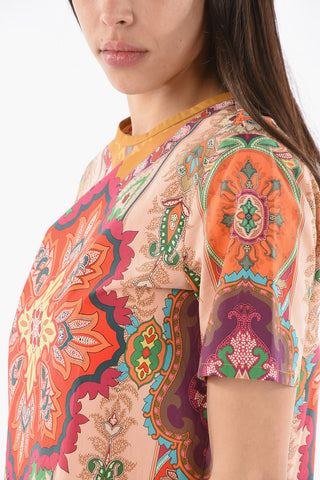 Cotton-poplin T-shirt in Iconic Paisley Motif
