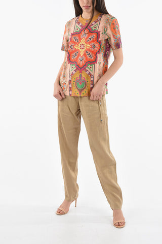 Cotton-poplin T-shirt in Iconic Paisley Motif