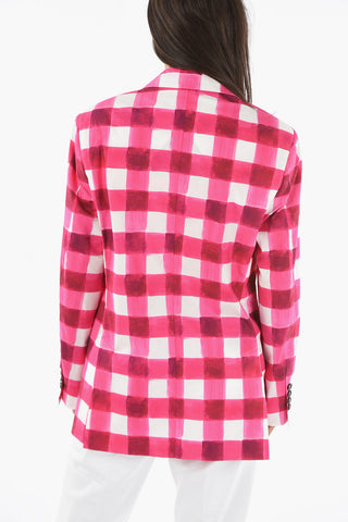 Half Lined Single Breasted Checkered Blazer