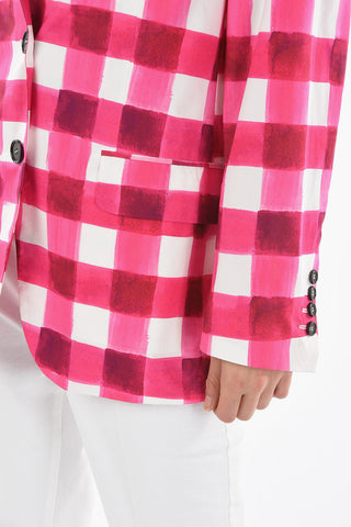 Half Lined Single Breasted Checkered Blazer