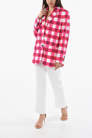 Half Lined Single Breasted Checkered Blazer