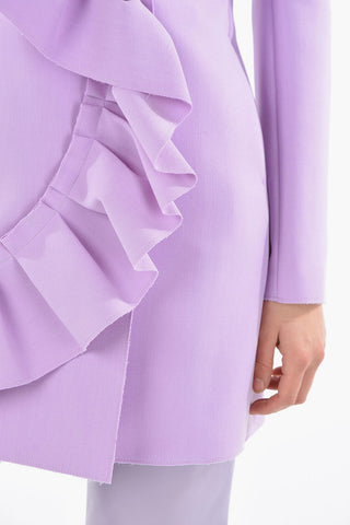 Half Lined Double Breasted Blazer With Ruffled