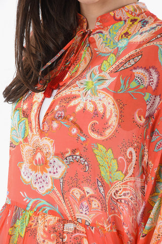 Silk-blend-voile Beach Robe in Iconic Paisley Motif