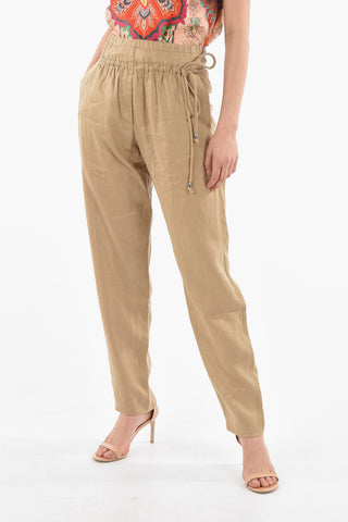EMPORIO Pantaloni Wide-leg in Lino con Coulisse in Vita