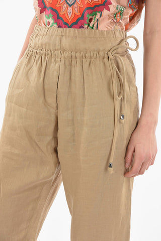 EMPORIO Pantaloni Wide-leg in Lino con Coulisse in Vita
