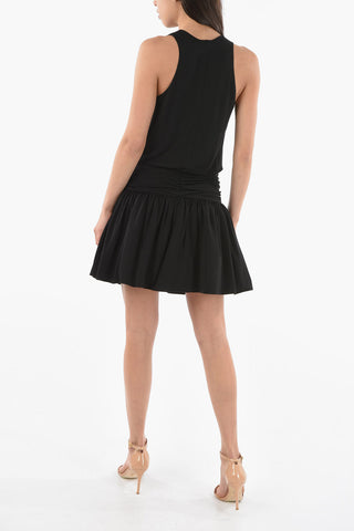 EMPORIO Ruched Sleeveless Dress with Rigid Tulle-padding