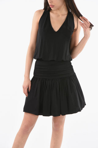 EMPORIO Ruched Sleeveless Dress with Rigid Tulle-padding