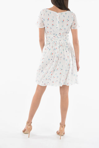 EMPORIO Printed Flared Dress with Gathered-waist Detail
