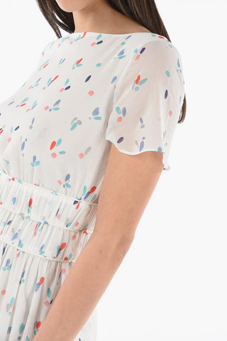 EMPORIO Printed Flared Dress with Gathered-waist Detail