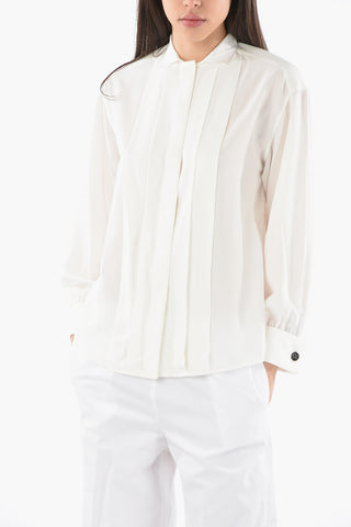 EMPORIO ICON Silk Crepe-de-chine Shirt with Pleated Detailing