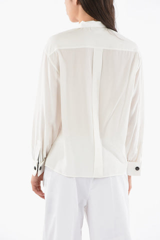 EMPORIO ICON Silk Crepe-de-chine Shirt with Pleated Detailing