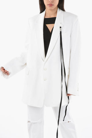 Oversized AGNES Half-lined Denim Blazer with Lace Detail