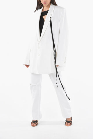 Oversized AGNES Half-lined Denim Blazer with Lace Detail