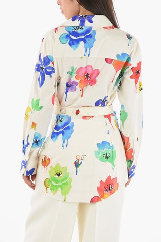 Camicia FLORAL POP in Cotone con Motivo Floreale e Cintura