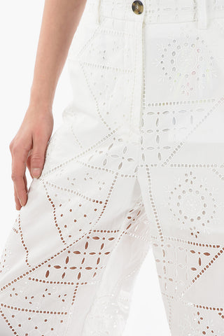 Pantaloni A Vita Alta Wide Fit  in Sangallo