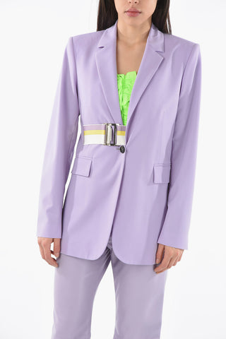 Belted Lined Single Breasted Blazer