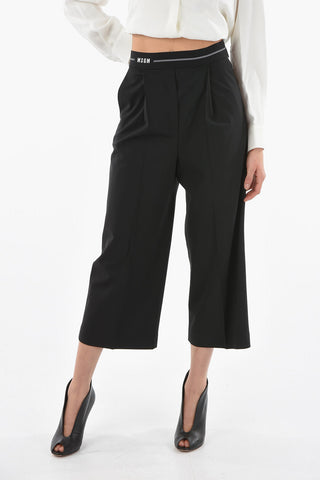 Logoed Elastic Waist Cropped Pants