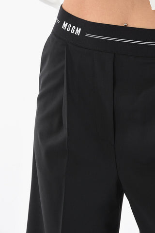 Logoed Elastic Waist Cropped Pants