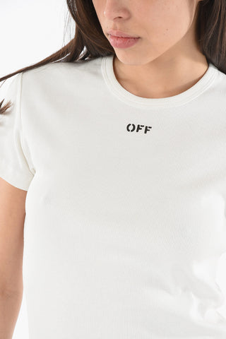 Ribbed Stretch Cotton OW BASIC T-Shirt