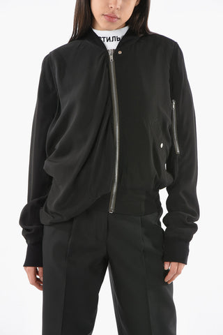 FOGACHINE Bomber in Misto Seta con Drappeggio Laterale