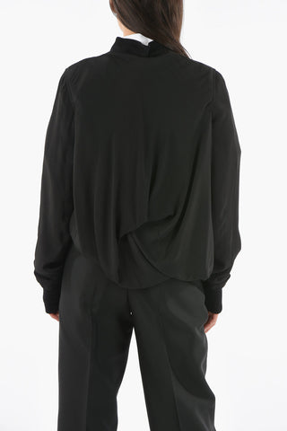 FOGACHINE Bomber in Misto Seta con Drappeggio Laterale
